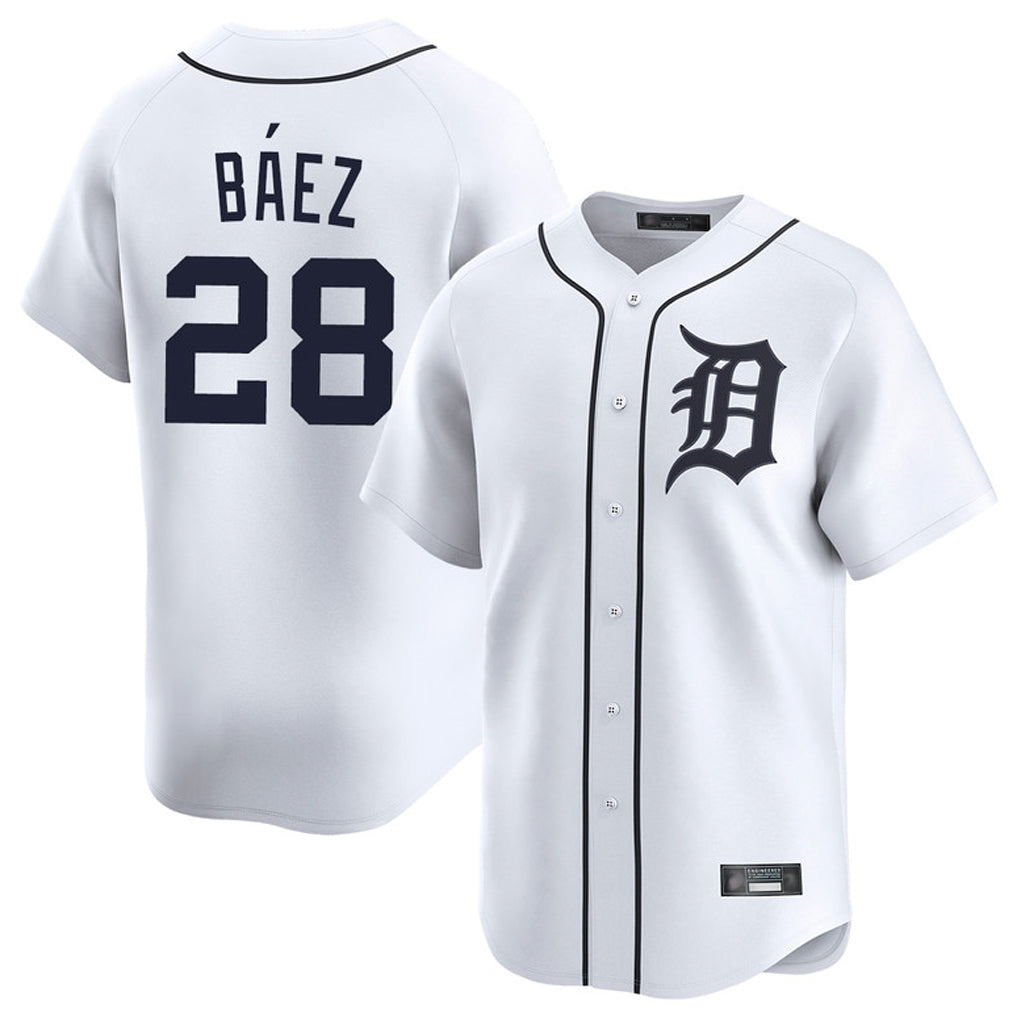 D.Tigers #28 Javier B¨¢ez Player White Home Limited Qdoa Stitched Jerseys