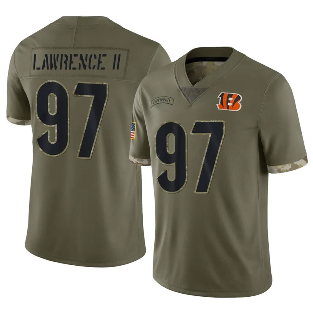 C.Bengals #97 Dexter Lawrence II Player Olive Salute to Service Limited Game Qdoa Stitched Jerseys