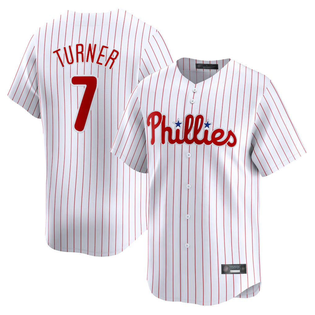P.Phillies #7 Trea Turner Player White Home Limited Qdoa Stitched Jerseys