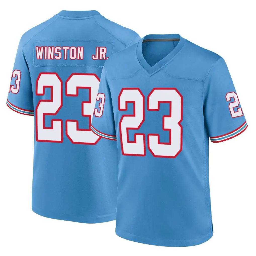 T.Titans #23 Kevin Winston Jr. Player Light Blue Oilers Throwback Home Game Qdoa Stitched Jerseys