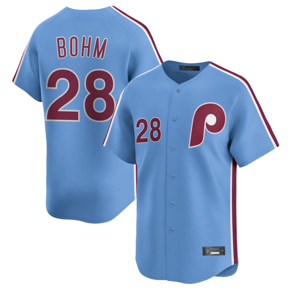 P.Phillies #28 Alec Bohm Player Light Blue Home Limited Qdoa Stitched Jerseys