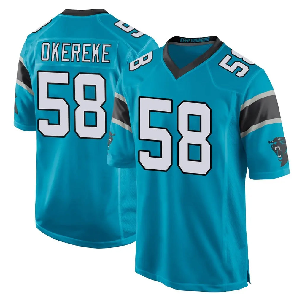 C.Panthers #58 Bobby Okereke Player Blue Game Qdoa Stitched Jerseys