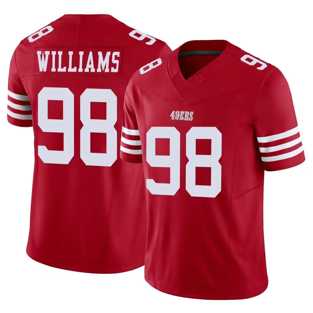 SF.49ers #98 Mykel Williams Player Red Limited Vapor F.U.S.E. Home Game Qdoa Stitched Jerseys