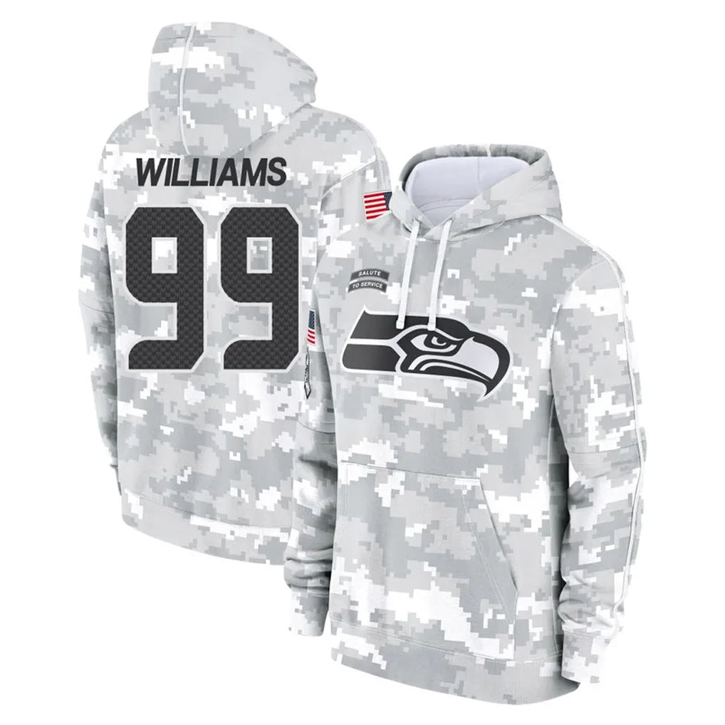 S.Seahawks #99 Leonard Williams Player Arctic Camo Limited Salute to Service Pullover Hoodies Game Qdoa Stitched Jerseys