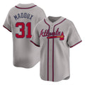 A.Braves #31 Greg Maddux Player Gray Limited Home Game Qdoa Stitched Jerseys