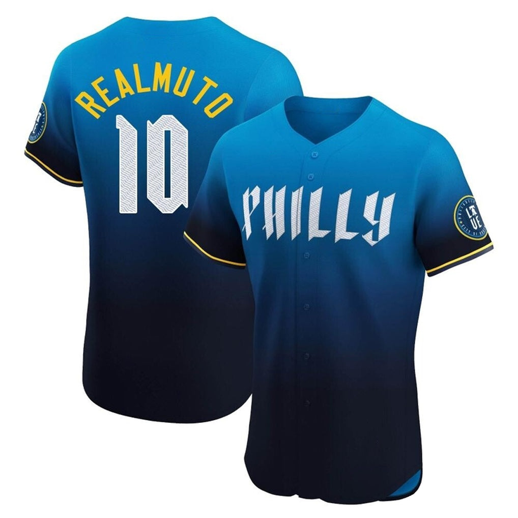P.Phillies #10 J.T. Realmuto Player Blue City Connect Home Limited Elite Qdoa Stitched Jerseys