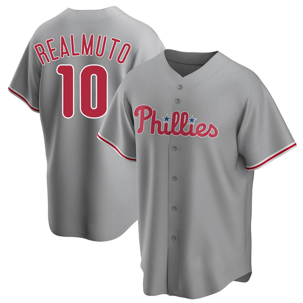 P.Phillies #10 J.T. Realmuto Player Gray Game Qdoa Stitched Jerseys