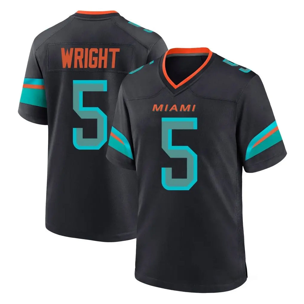 M.Dolphins #5 Jaylen Wright Player Black Pitch Rivalries Collection Home Game Qdoa Stitched Jerseys