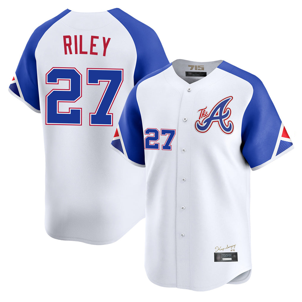 A.Braves #27 Austin Riley Player White City Connect Limited Home Game Qdoa Stitched Jerseys