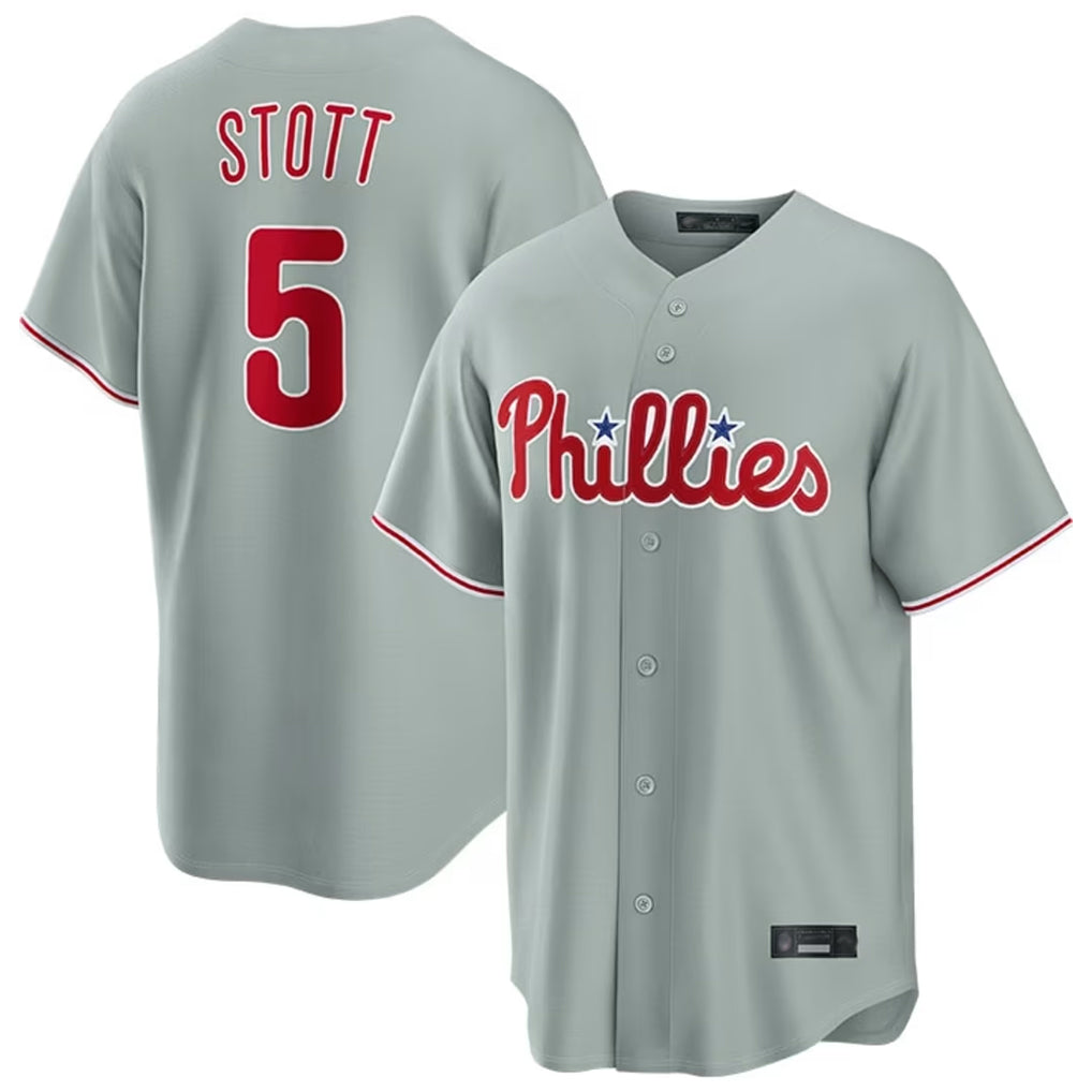 P.Phillies #5 Bryson Stott Player Gray Home Game Qdoa Stitched Jerseys