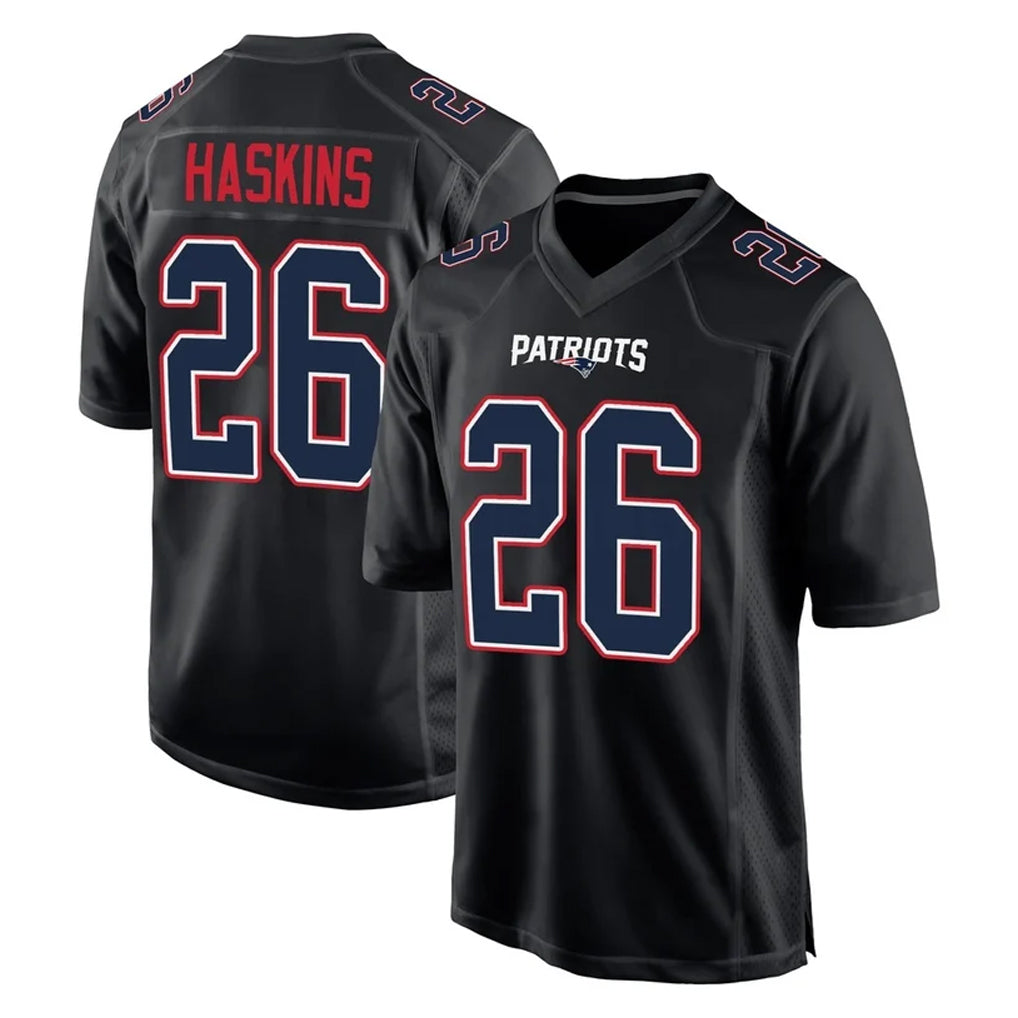 NE.Patriots #26 Hassan Haskins Player Carbon Fashion Limited Home Game Qdoa Stitched Jerseys