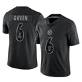 P.Steelers #6 Patrick Queen Player Black Reflective Limited Home Game Qdoa Stitched Jerseys