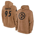P.Steelers #95 Keeanu Benton Player Brown Limited Salute to Service Pullover Hoodies Game Qdoa Stitched Jerseys