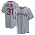 NY.Mets #31 Mike Piazza Player Gray Road Home Game Qdoa Stitched Jerseys