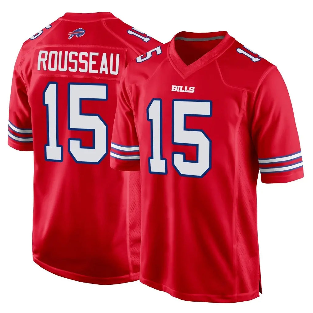 B.Bills #15 Greg Rousseau Player Red Home Game Qdoa Stitched Jerseys