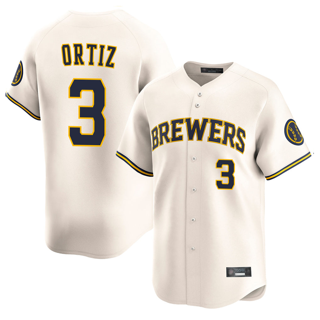 M.Brewers #3 Joey Ortiz Player Cream Home Limited Game Qdoa Stitched Jerseys