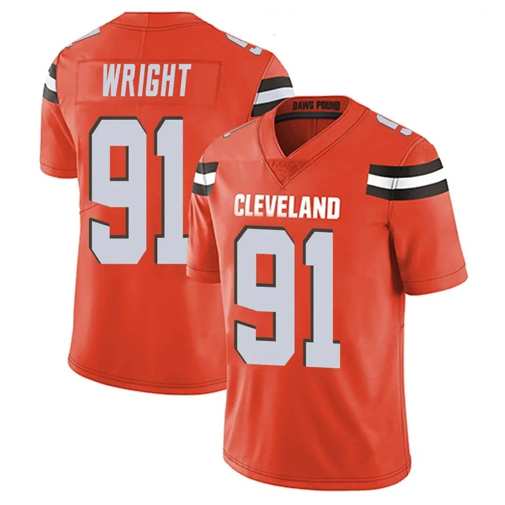 C.Browns #91 Alex Wright Player Orange Alternate Vapor Untouchable Limited Home Game Qdoa Stitched Jerseys