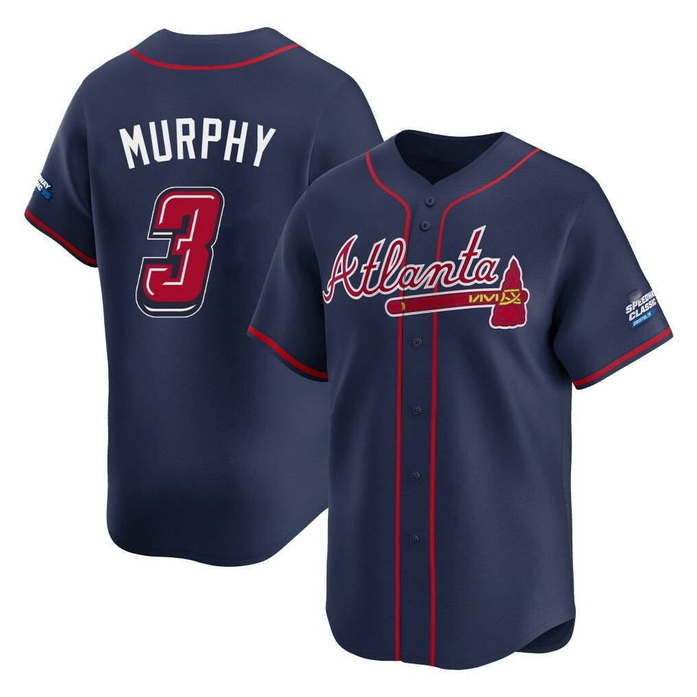 A.Braves #3 Dale Murphy Player Navy 2025 Speedway Classic Home Game Qdoa Stitched Jerseys