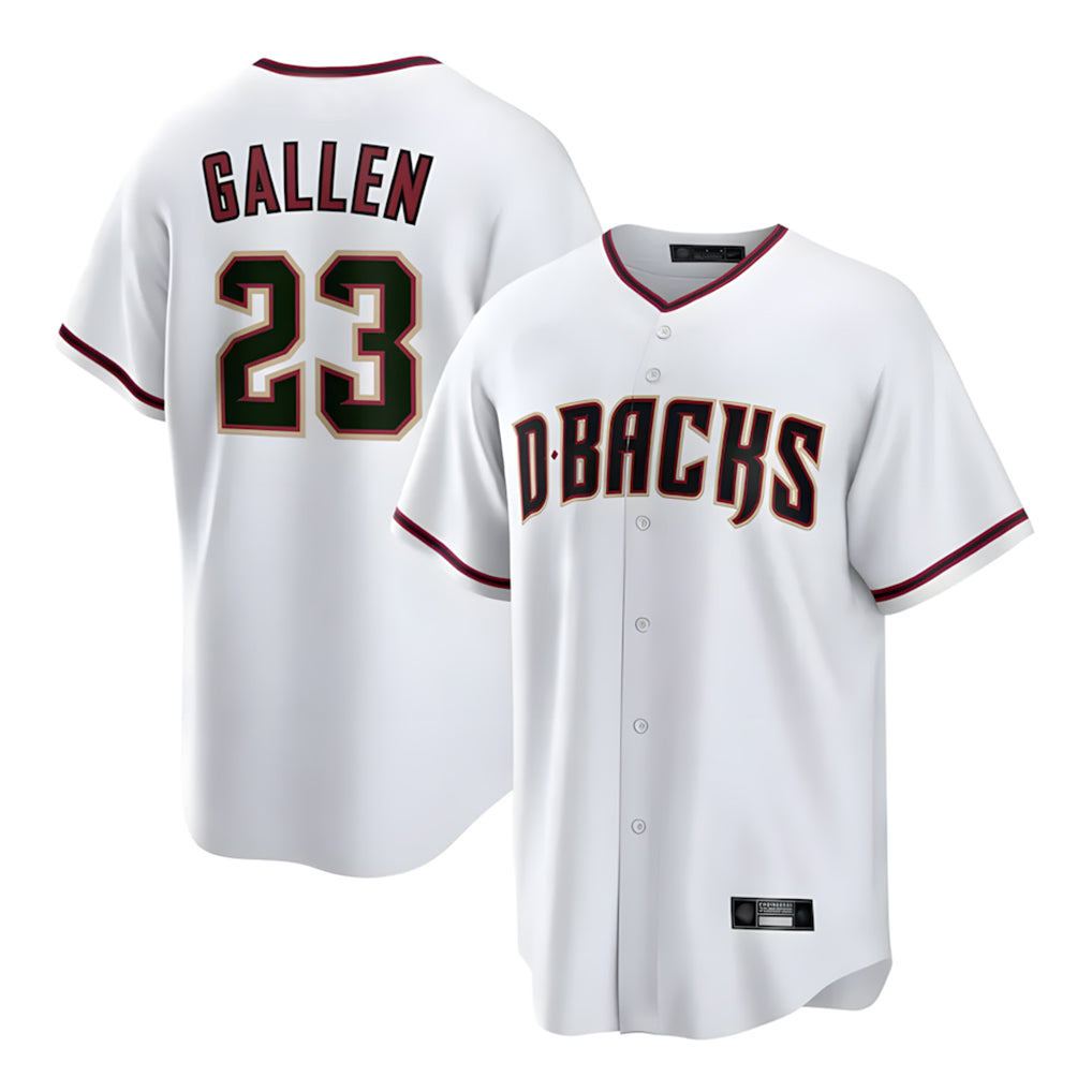 A.Diamondbacks #23 Zac Gallen Player White Home Game Qdoa Stitched Jerseys