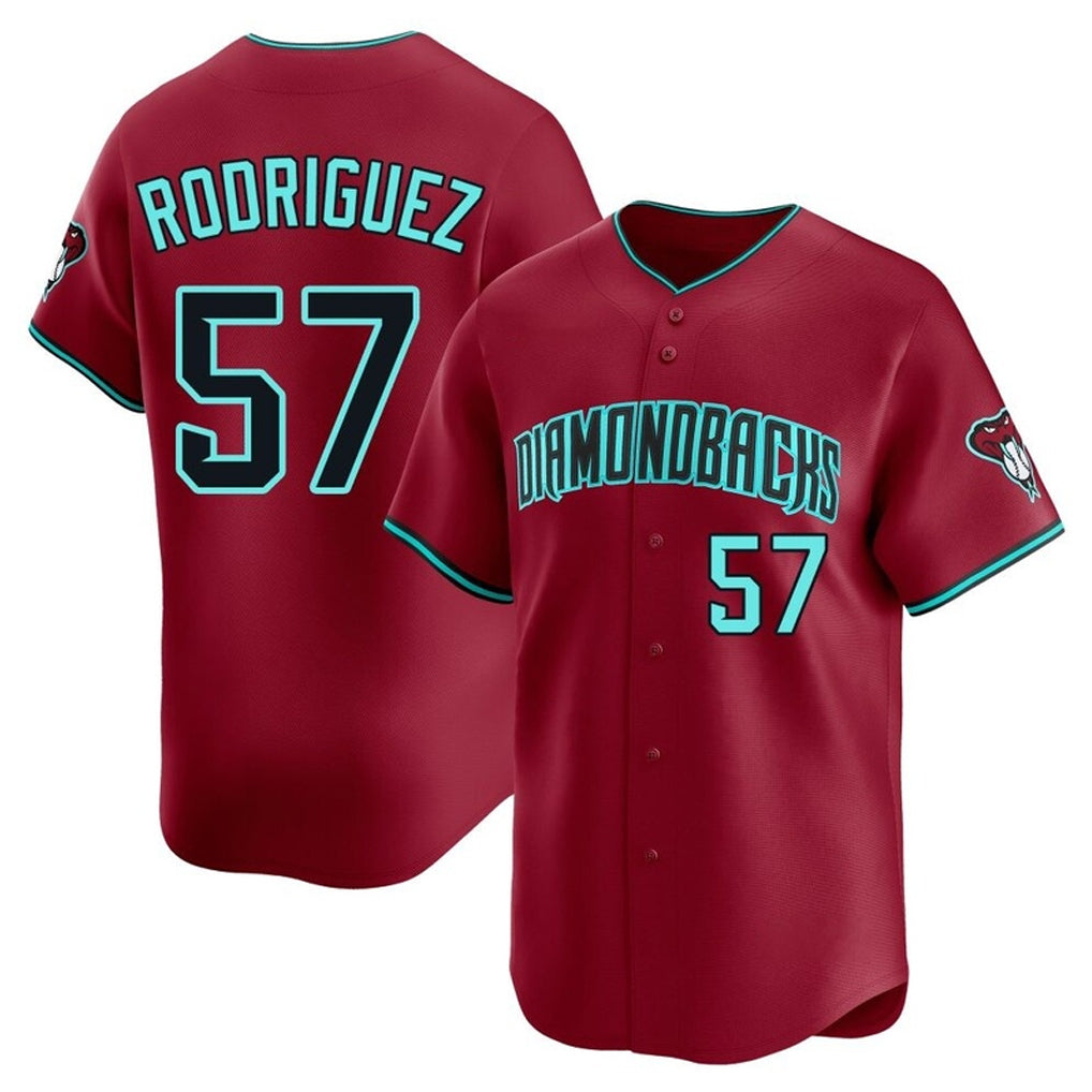A.Diamondbacks #57 Eduardo Rodriguez Player Red Limited Home Game Qdoa Stitched Jerseys