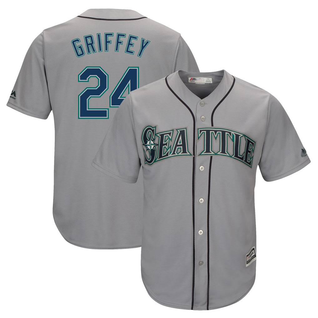 S.Mariners #24 Ken Griffey Jr Player Gray Cool Base Home Game Qdoa Stitched Jerseys