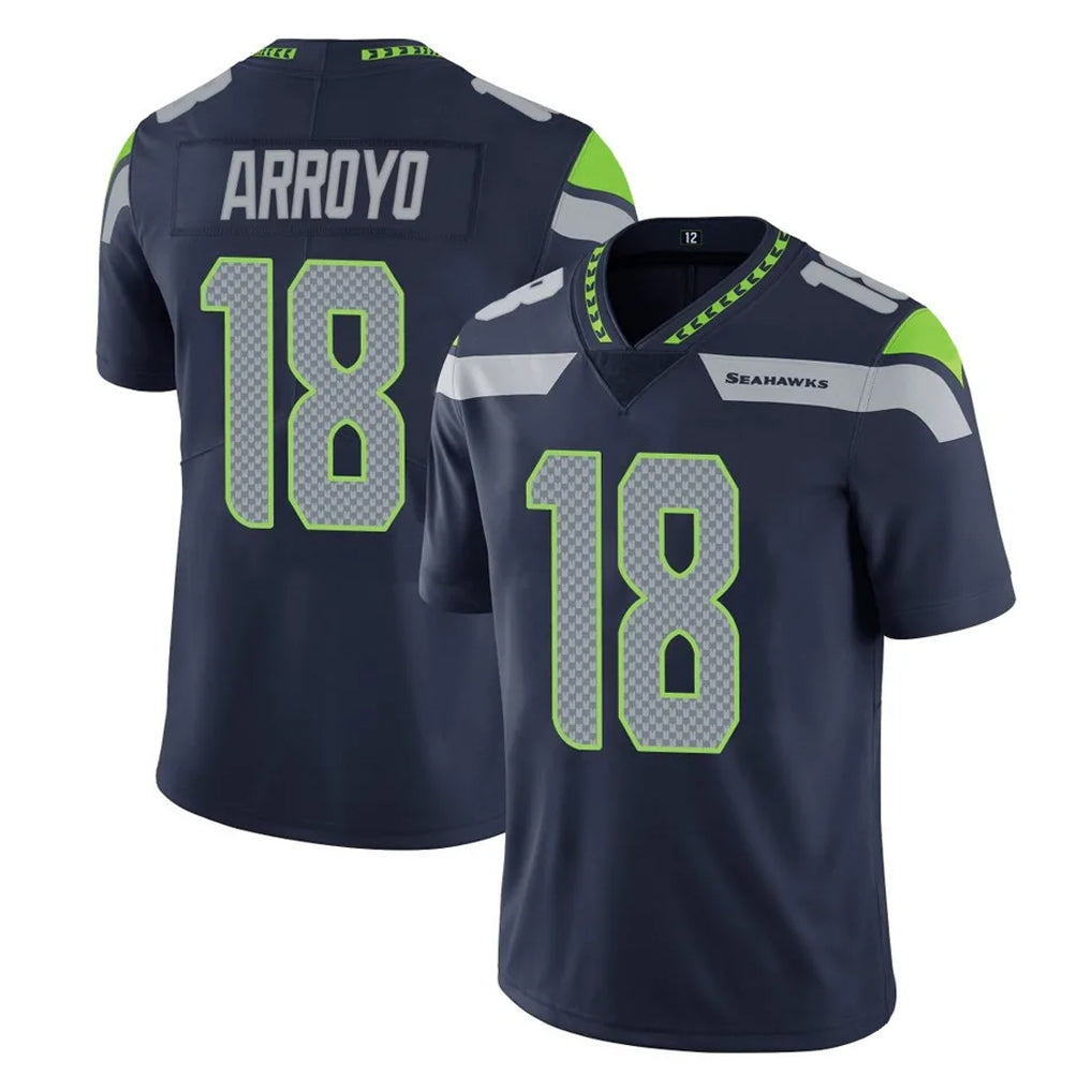 S.Seahawks #18 Elijah Arroyo Player Navy Limited Vapor Untouchable Home Game Qdoa Stitched Jerseys