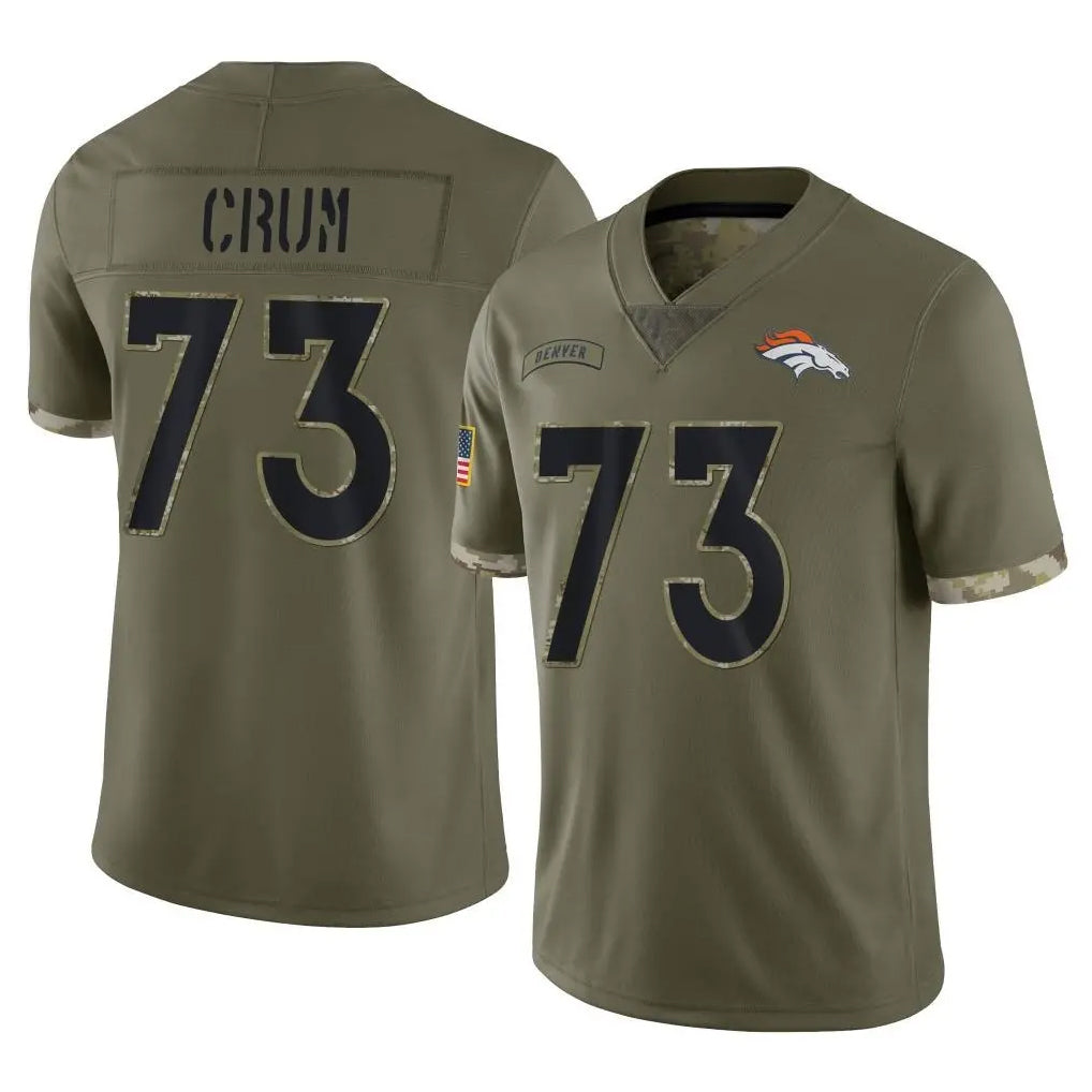 D.Broncos #73 Frank Crum Player Olive Salute To Service Limited Qdoa Stitched Jerseys