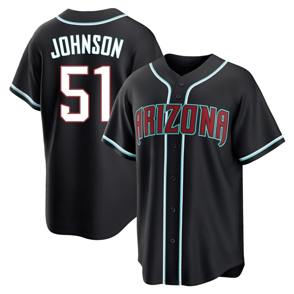 A.Diamondbacks #51 Randy Johnson Player Black Home Game Qdoa Stitched Jerseys