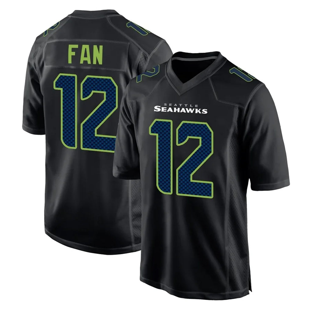 S.Seahawks #12 12th Fan Player Black Limited Fashion Home Game Qdoa Stitched Jerseys