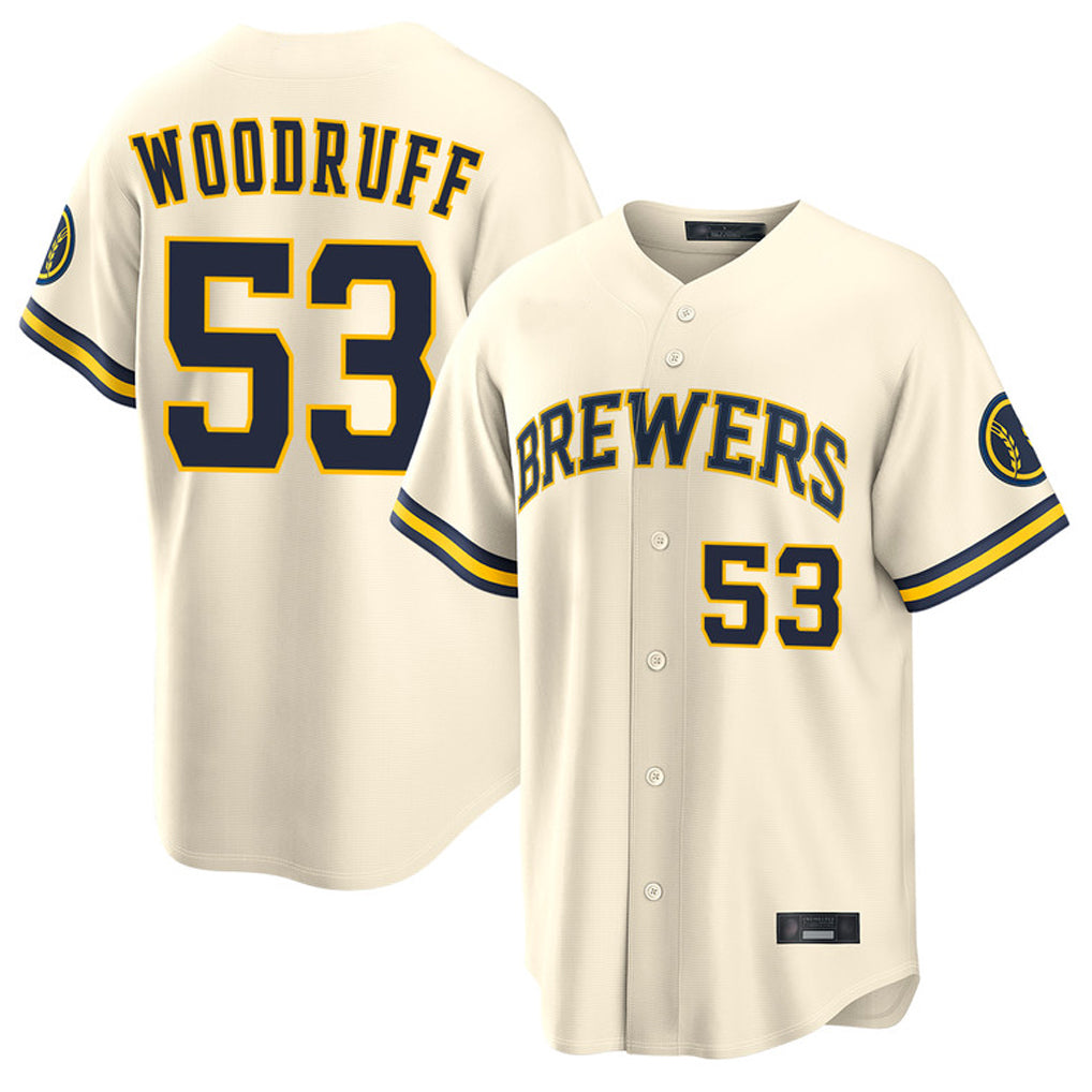 M.Brewers #53 Brandon Woodruff Player Cream Home Limited Qdoa Stitched Jerseys