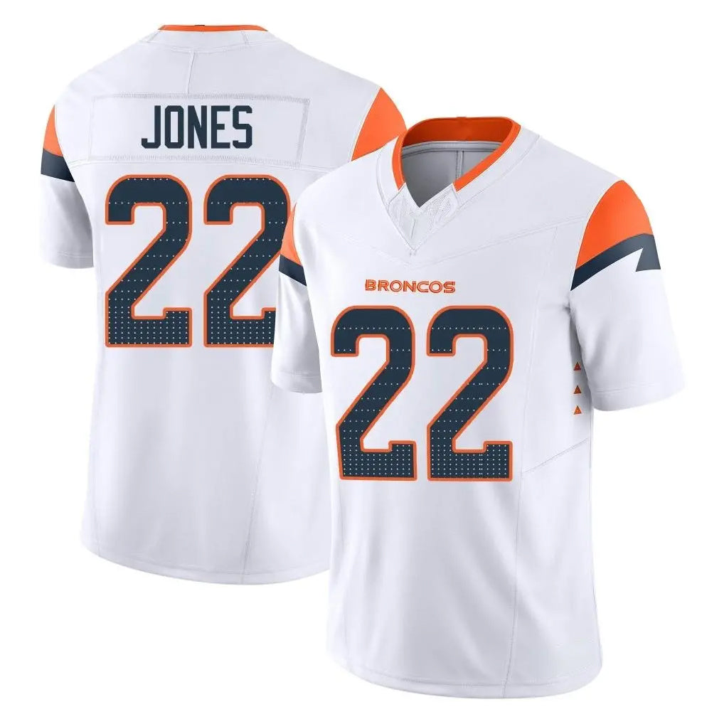 D.Broncos #22 Brandon Jones Player White Limited Vapor F.U.S.E. Home Game Qdoa Stitched Jerseys