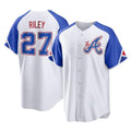 A.Braves #27 Austin Riley Player White City Connect Home Game Qdoa Stitched Jerseys