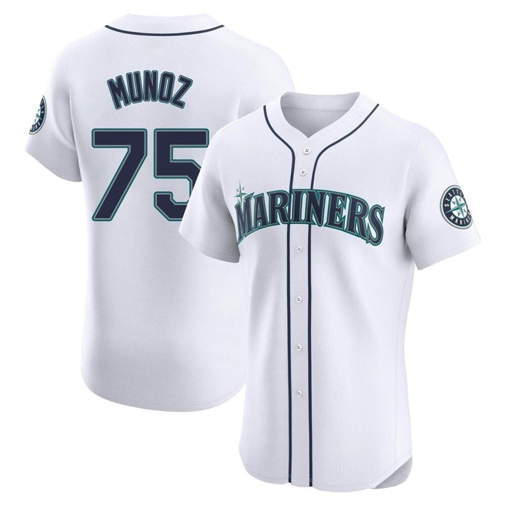 S.Mariners #75 Andres Munoz Player White Home Limited Elite Qdoa Stitched Jerseys
