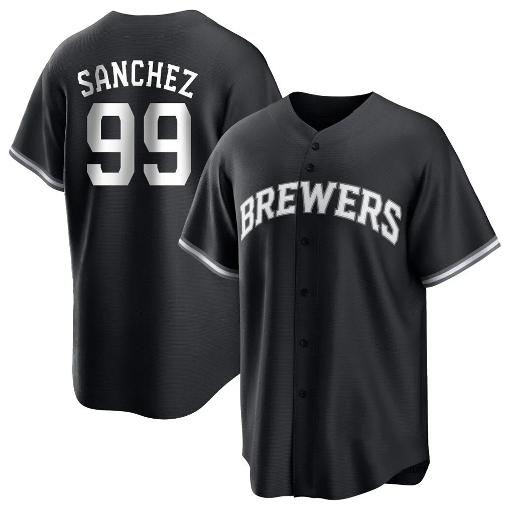 M.Brewers #99 Gary Sanchez Player Black Game Home Qdoa Stitched Jerseys