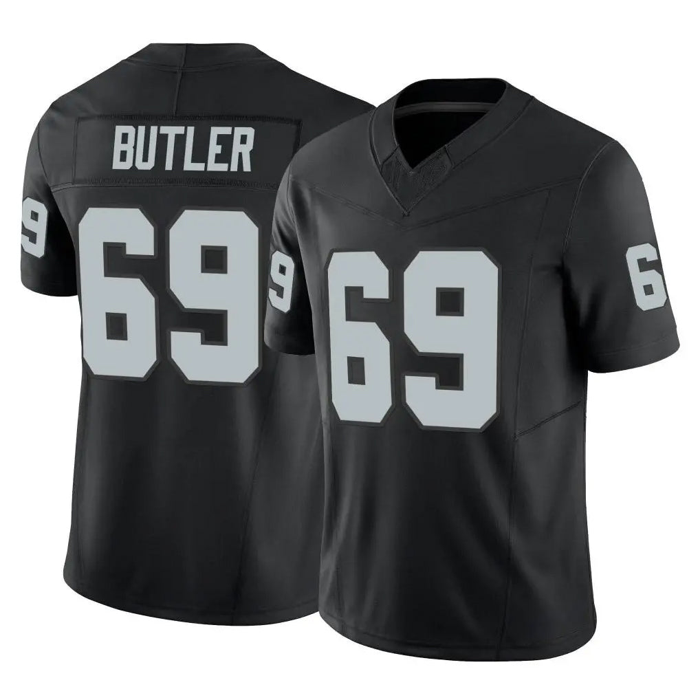 LV.Raiders #69 Adam Butler Player Black Limited Vapor F.U.S.E. Home Game Qdoa Stitched Jerseys