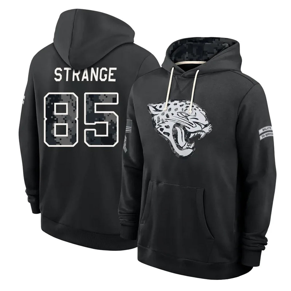 J.Jaguars #85 Brenton Strange Player 2026 Black Logo Pullover Hoodies Limited Game Qdoa Stitched Jerseys