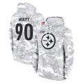 P.Steelers #90 T.J. Watt Player Arctic Camo Limited Salute to Service Pullover Hoodies Game Qdoa Stitched Jerseys