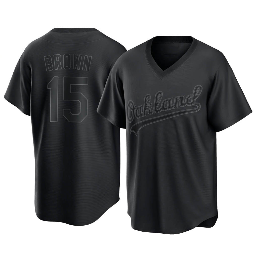 Athletics #15 Seth Brown Player Black Pitch Fashion T-shirt Home Game Qdoa Stitched Jerseys
