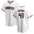 A.Diamondbacks #41 Carlos Santana Player White Home Game Qdoa Stitched Jerseys