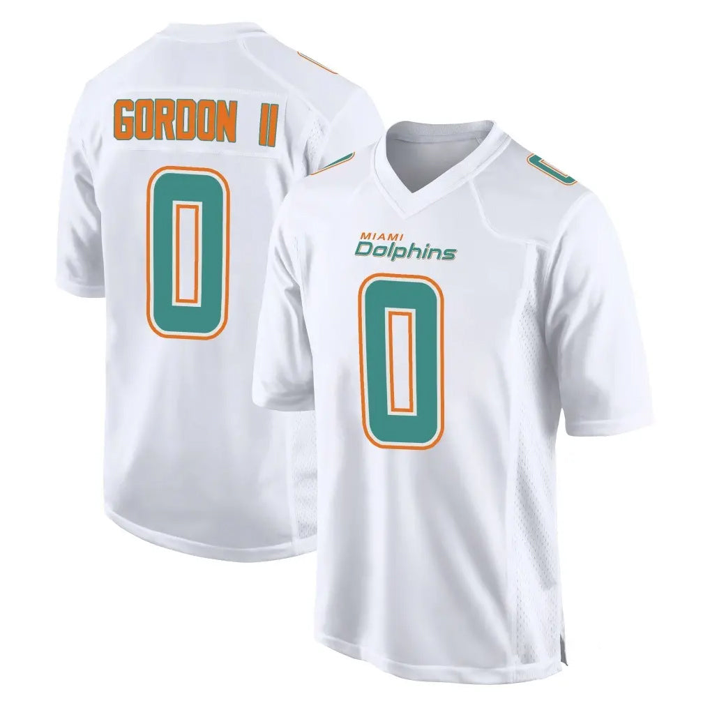 M.Dolphins #0 Ollie Gordon II Player White Fashion Home Game Qdoa Stitched Jerseys