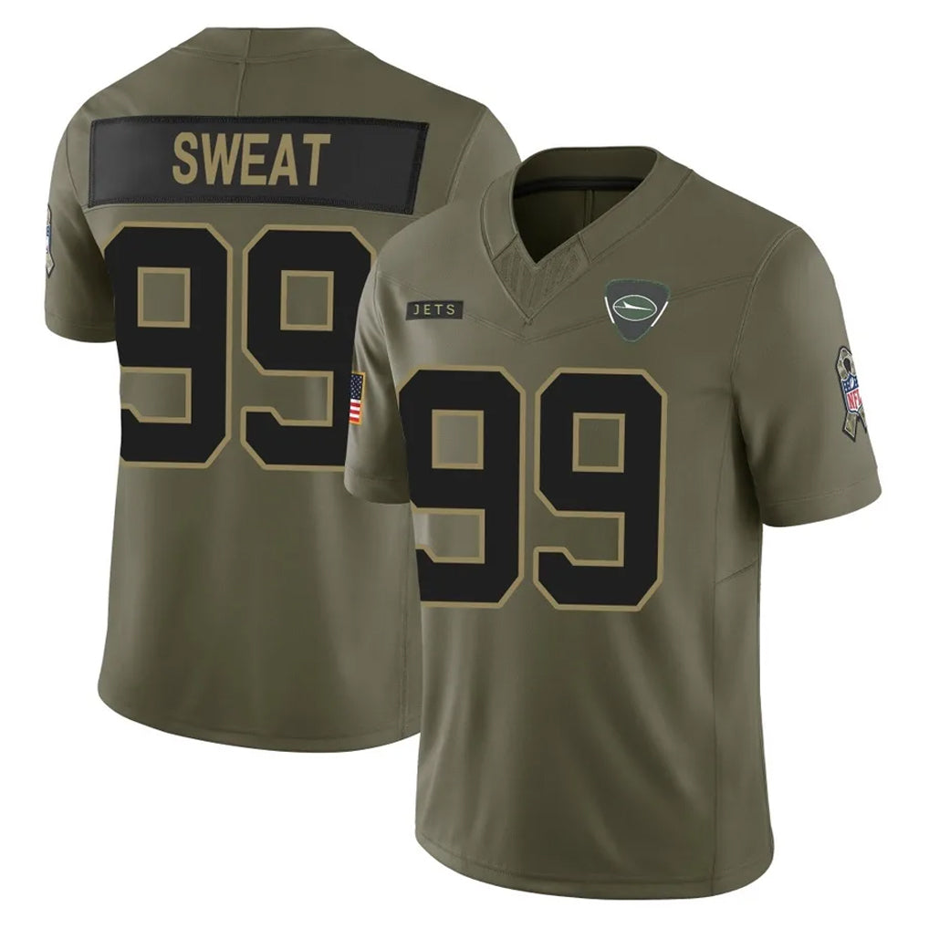 NY.Jets #99 T'Vondre Sweat Player Olive 2025 Salute To Service Limited Qdoa Stitched Jerseys