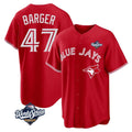 T.Blue Jays #47 Addison Barger Player Red 2025 World Series Game Qdoa Stitched Jerseys
