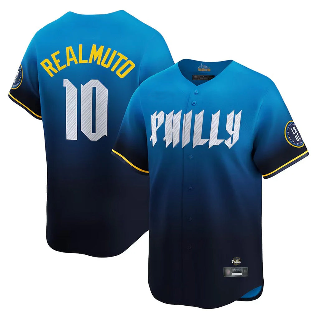 P.Phillies #10 J.T. Realmuto Player Blue City Connect Home Limited Qdoa Stitched Jerseys