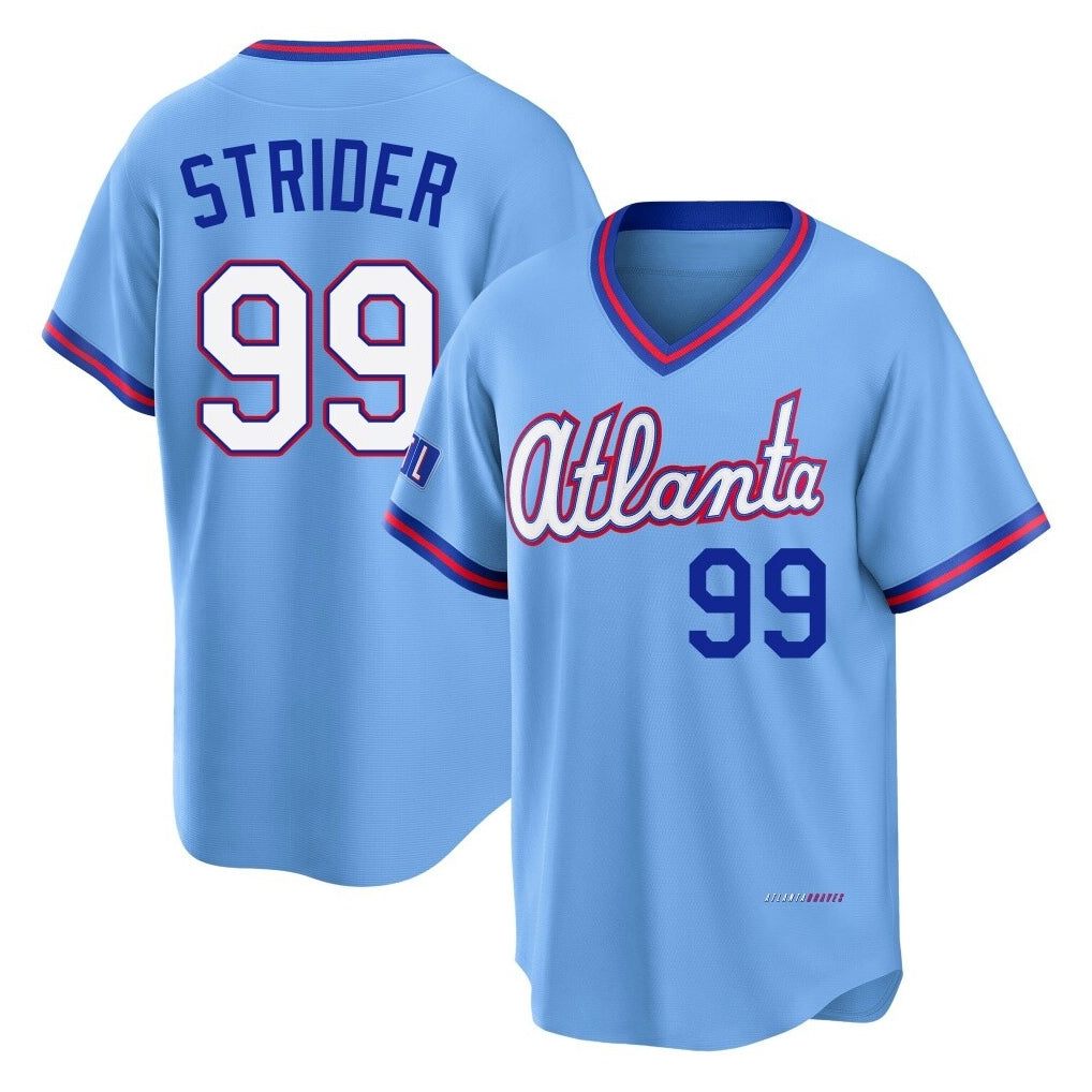 A.Braves #99 Spencer Strider Player Powder Blue 2026 City Connect T-shirt Home Game Qdoa Stitched Jerseys
