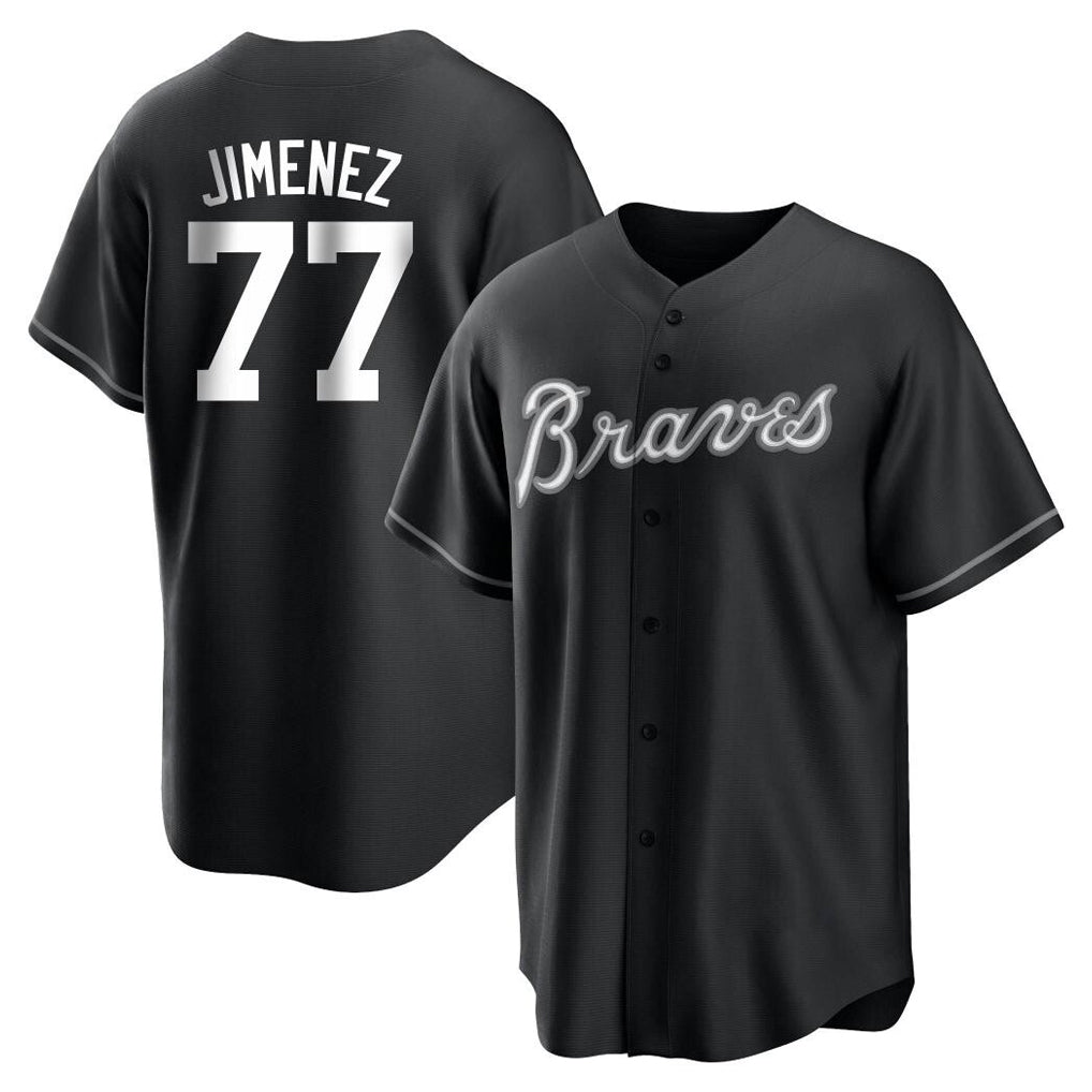 A.Braves #77 Joe Jimenez Player Black Home Game Qdoa Stitched Jerseys