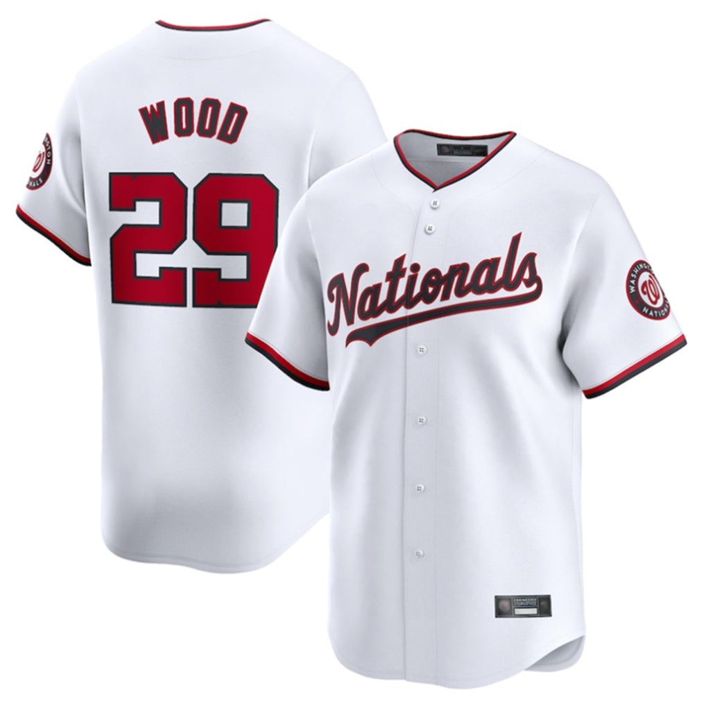 W.Nationals #29 James Wood Player White Home Limited Qdoa Stitched Jerseys