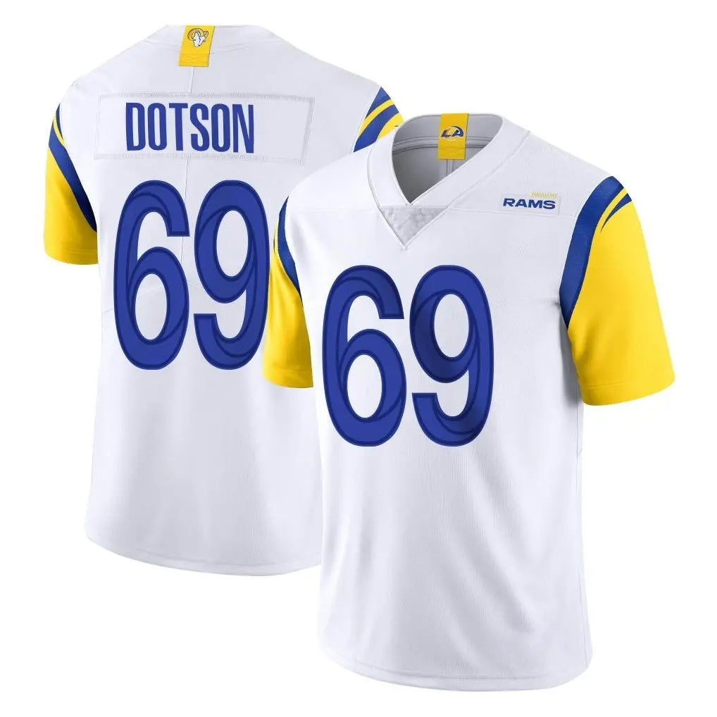 LA.Rams #69 Kevin Dotson Player White Limited Vapor Untouchable Home Game Qdoa Stitched Jerseys