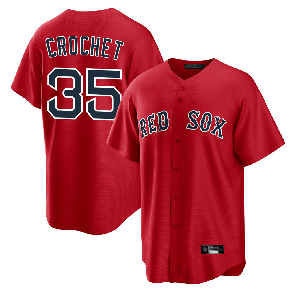 B.Red Sox #35 Garrett Crochet Player Red Home Game Qdoa Stitched Jerseys