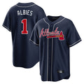A.Braves #1 Ozzie Albies Player Navy Home Game Qdoa Stitched Jerseys