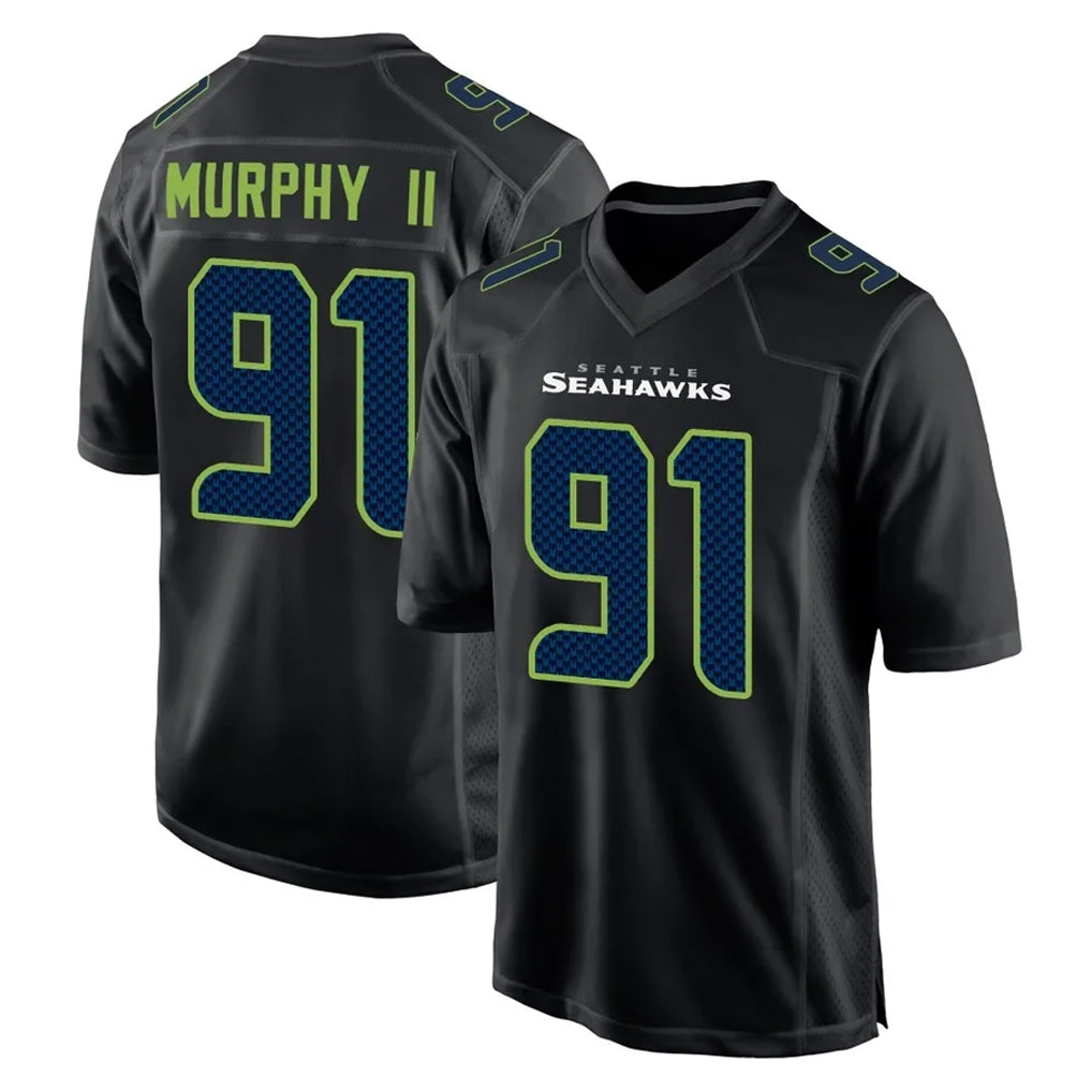 S.Seahawks #91 Byron Murphy II Player Black Limited Fashion Home Game Qdoa Stitched Jerseys